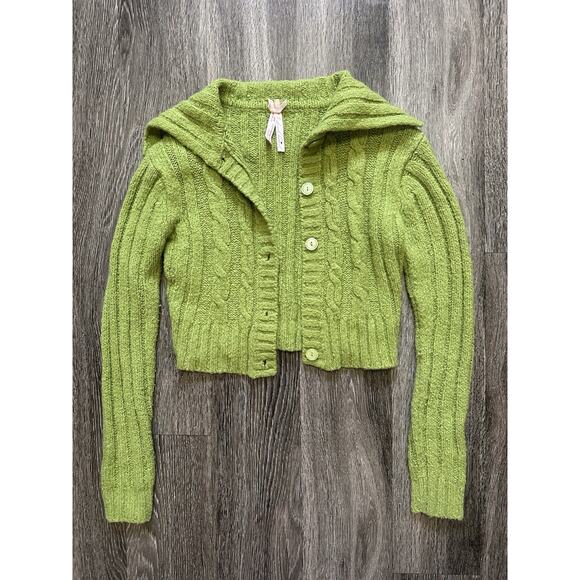 Derek Heart Women's y2k 2000s green knit cardigan - Picture 1 of 3